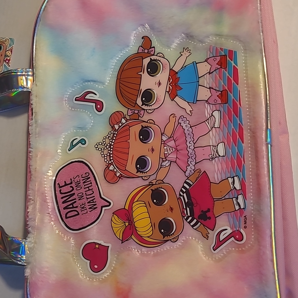 New with tags! LOL Surprise kids pink duffle carrying bag metallic faux fur trim